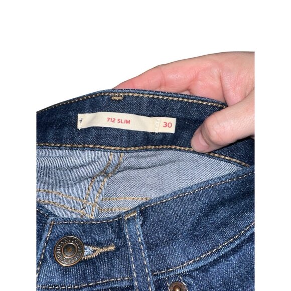 Levi's Strauss 712 Denim Jeans Slim Stretch Straight Leg Sz 30 Dark Wash - Picture 3 of 6